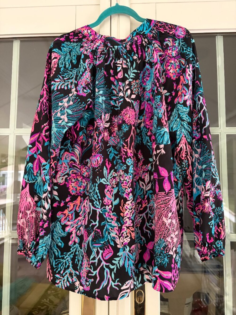 NWT Lilly Pulitzer Elsa Silk Top "Twilight Coral" Print Size XL - Picture 2 of 2